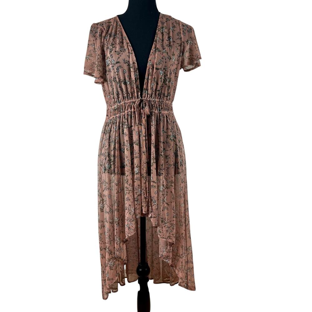 Fairycore Woodland Floral Mesh Sheer Duster Sz M NWT American Rag Boho Dress
